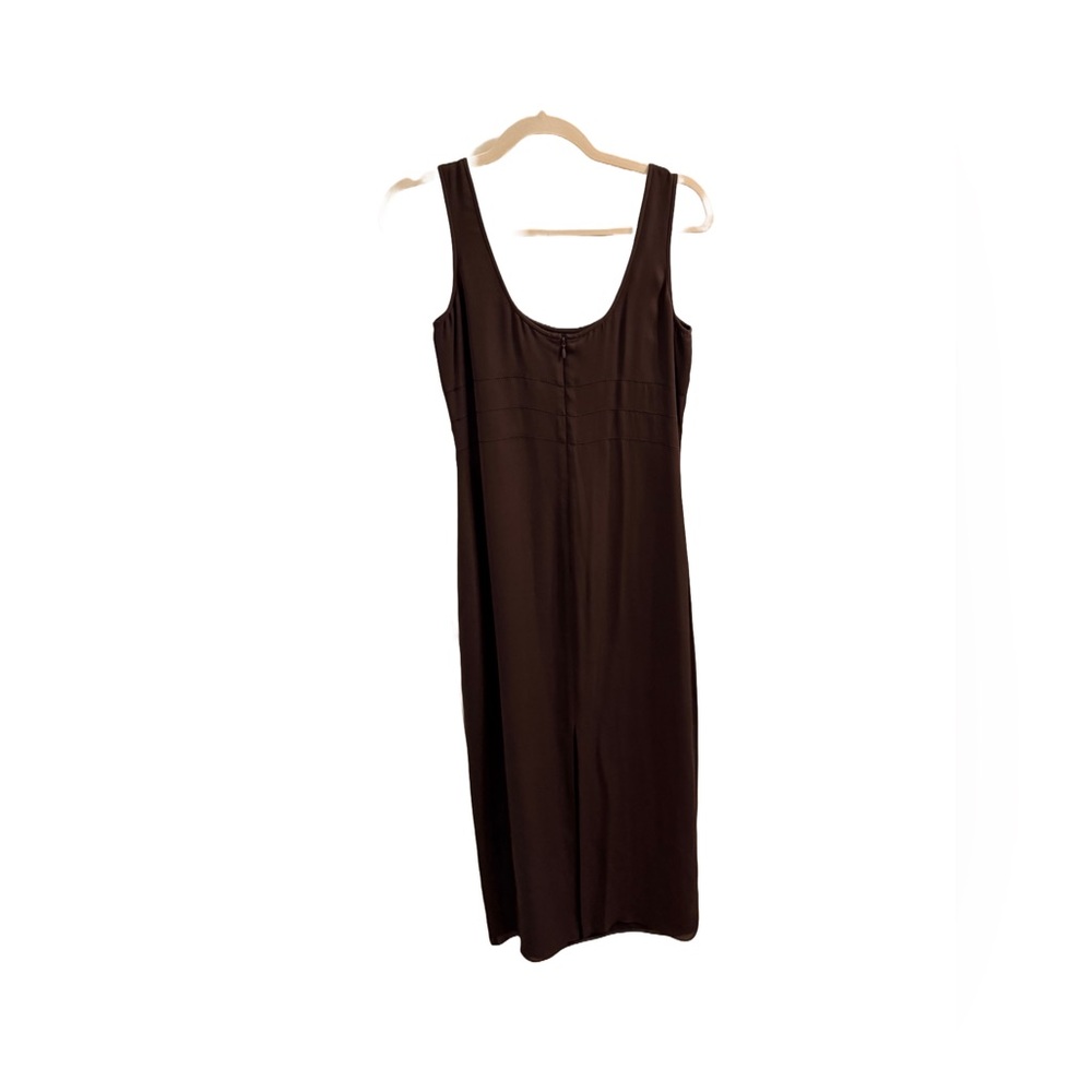 Ann Taylor 100% Silk Brown Sleeveless Maxi Dress - Picture 3 of 4